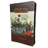 Biblia Reina Valera 60 Clásica Abba rosa/café imitación piel con cierre, índice, manual 12.5P PJR