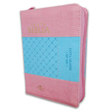 Biblia Reina Valera 60 iconic bicoco rosa/azul. lila/lila imitación piel con índice y cierre CH 12P