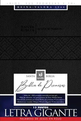 Biblia Reina Valera 60 Promesas edicion negro, letra gigante, imitacion piel, cierre