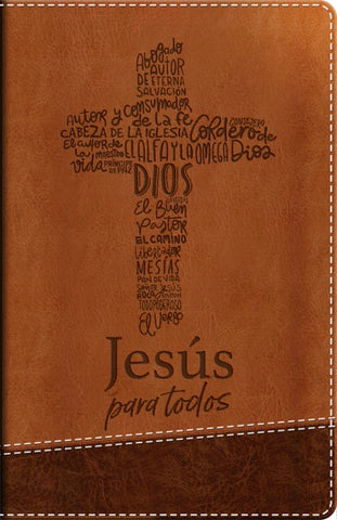 Biblia de promesas Jesús para todos café imitación piel tamaño manual 12P