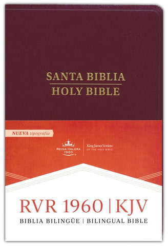 Biblia Reina Valera 60 / King James Version manual bilingüe vino imitación piel 9.5P
