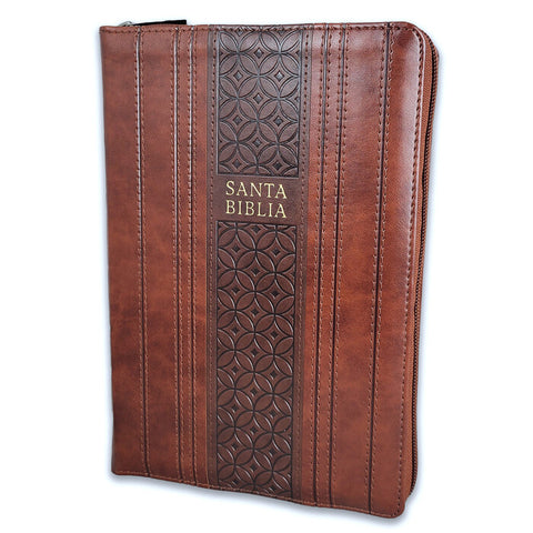 Biblia Reina Valera 60 letra gigante manual imitación piel edición limitada caoba marrón con cierre e índice 14P