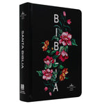 Biblia Reina Valera 60 chica tapa dura negro con flores fuente de bendiciones 9P