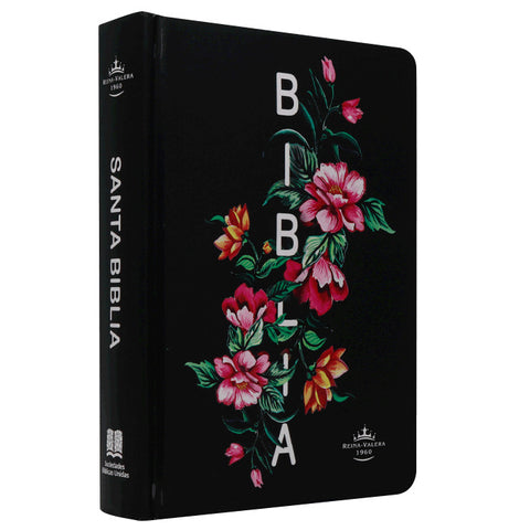 Biblia Reina Valera 60 chica tapa dura negro con flores fuente de bendiciones 9P