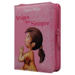 Biblia Reina Valera 60 amigos por siempre acolchada rosa con cierre acolchonada