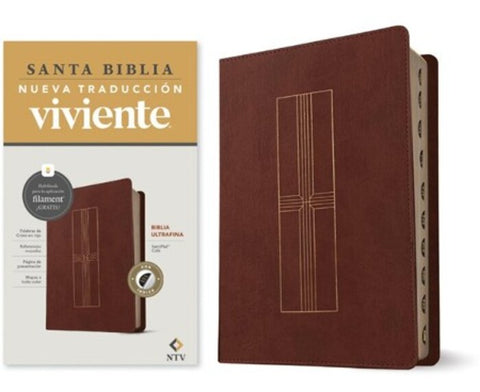Biblia NTV sentipiel ultra fina con filament café con índice 8.75P