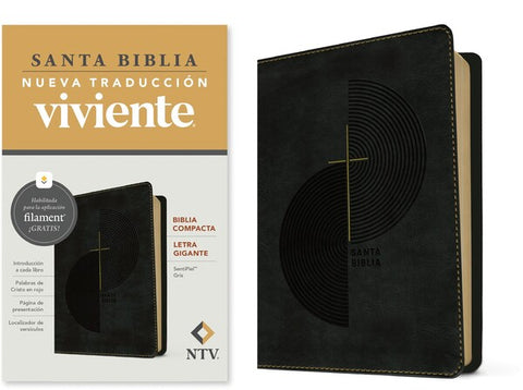 Biblia NTV Edicion compacta con filament gris SemiPiel Letra Grande 10P
