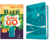 Biblia NTV GO para niños verde azulado sentipiel con cierre 9.5P