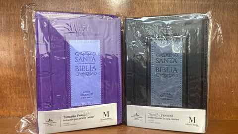 Biblia Reina Valera 60 frame lila, negra diferentes colores imitación piel chica 12P