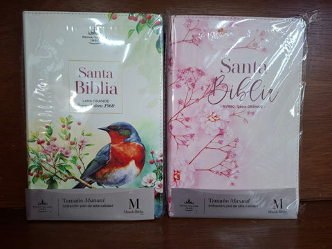 Biblia Reina Valera 60 Flex cover flores rosas imitación piel manual 12.5P PJR