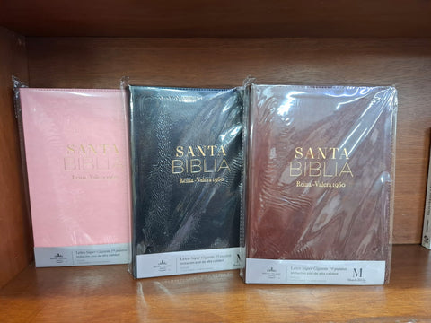 Biblia Reina Valera 60 imitación piel clásica super gigante rosa con índice 19P