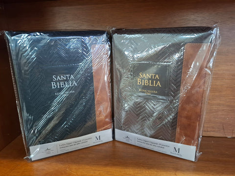 Biblia Reina Valera 60 imitación piel letra gigante tricolor rosa fucsia lila con cierre e índice 19P