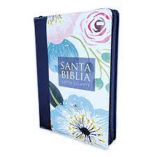 Biblia Reina Valera 60 manual flores azul letra gigante con cierre e índice 14 ptos PJR