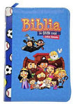 Biblia Reina Valera 60 mi gran viaje azul chica imitación piel con cierre 10P