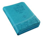Biblia Reina Valera 60 bolsillo QR azul claro con cierre e índice PJR