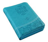 Biblia Reina Valera 60 bolsillo QR azul claro con cierre e índice PJR