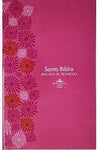 Biblia Reina Valera 60 de promesas tapa rústica letra grande manual floral fucsia 12 ptos.