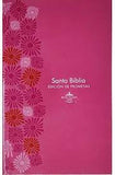 Biblia Reina Valera 60 de promesas tapa rústica letra grande manual floral fucsia 12 ptos.