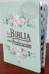 Biblia Reina Valera 60 de la predicación grande aqua flores con índice 12 P