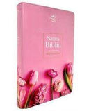 Biblia Reina Valera 60 manual imitación piel supreme flores en rosa canto blanco 12.5P