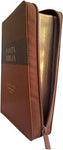 Biblia Reina Valera 60 Tricolor letra gigante café/café/marrón imitación piel cierre 14P PJR