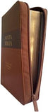 Biblia Reina Valera 60 Tricolor letra gigante café/café/marrón imitación piel cierre 14P PJR