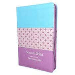 Biblia Reina Valera 60 manual imitación piel tricolor azul rosa lila con cierre e índice 12.5P