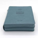 Biblia NVI chica azul letra grande imitación piel con cierre
