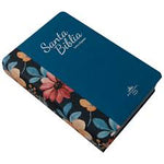 Biblia Reina Valera 60 mediana letra gigante tapa semiflexible azul flores índice PJR