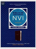 Biblia NVI de estudio actualizada texto revisado 2022 café imitación piel 10p