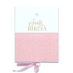 Biblia Reina Valera 60 chica quinceañera rosa/blanco imitación piel con cierre e índice 10P