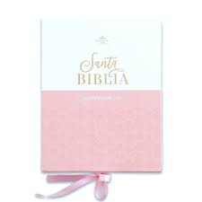 Biblia Reina Valera 60 chica quinceañera rosa/blanco imitación piel con cierre e índice 10P