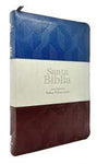 Biblia Reina Valera 60 manual tricolor y fantasía diferentes colores letra gigante imitación piel, cierre, índice 12.5P