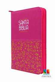 Biblia Reina Valera 60 mediana fucsia hojitas canto fucsia, letra grande, con cierre, QR PJR