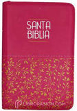 Biblia Reina Valera 60 mediana fucsia hojitas canto fucsia, letra grande, con cierre, QR PJR
