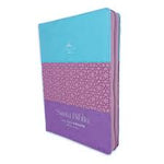 Biblia Reina Valera 60 imitación piel, letra gigante, tricolor azul rosa lila con cierre e índice 19P
