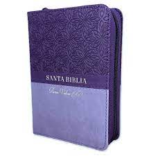 Biblia Reina Valera 60 bolsillo elegante, tricolor bifloral y geométrico imitación piel, cierre, índice 8.5P