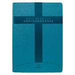 Biblia de Estudio Reina Valera Contemporánea grande letra mediana imitación piel aqua