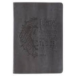 Diario clásico de piel gris se fuerte y valiente Josué 1:9