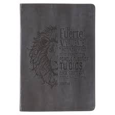 Diario clásico de piel gris se fuerte y valiente Josué 1:9