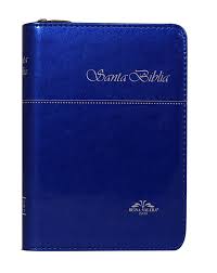 Biblia Reina Valera 09 bolsillo imitación piel azul cierre índice