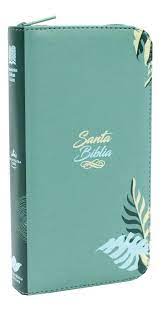 Biblia Reina Valera 60 tamaño agenda verde hojas QR con cierre e índice PJR