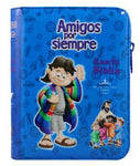 Biblia Reina Valera 60 amigos por siempre tamaño bolsillo vinil Azul cierre y código QR PJR