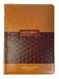 Biblia Reina Valera 60 Clásica Abba café/café imitación piel letra gigante con cierre e índice 15P PJR
