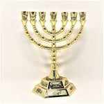 Menorah 7 brazos 12 tribus 15.8 cms dorado brillante