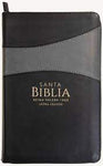 Biblia Reina Valera 60 Clásica bitono negro/gris imitación piel, cierre, índice, manual 12.5P PJR