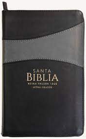 Biblia Reina Valera 60 Clásica bitono negro/gris imitación piel, cierre, índice, manual 12.5P PJR