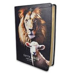 Biblia Reina Valera 60 letra gigante esplendor León, buen pastor y barca sobre libro imitación piel 15P PJR