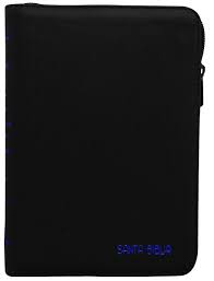 Biblia Reina Valera 60 mediana letra grande QR negro azul con cierre e índice PJR