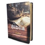 Biblia Reina Valera 60 letra gigante esplendor León, buen pastor y barca sobre libro imitación piel 15P PJR